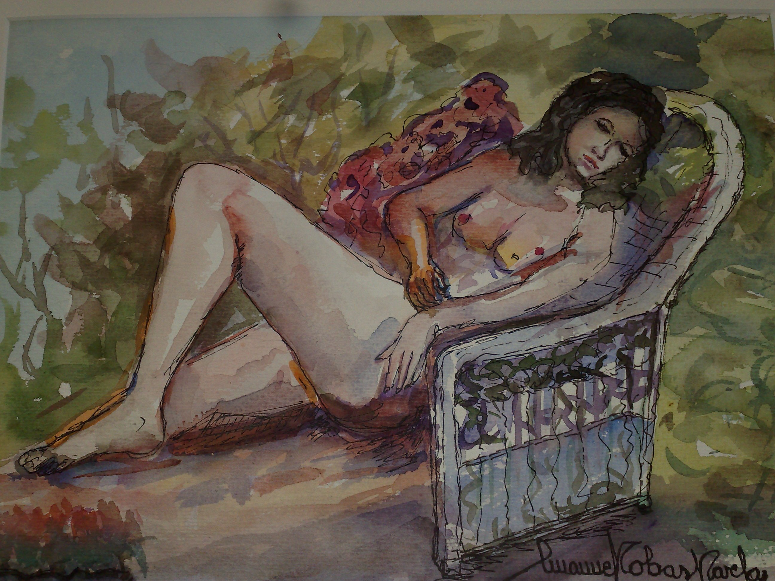 DESNUDA EN LA SILLA DE MIMBRE